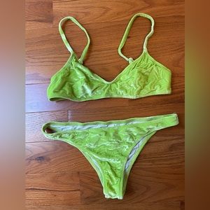 Solid & Striped Velvet Bikini Set